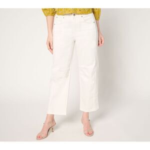 Fashion Women's Petite Pants 12P Ankle Jean Knee Darts White A689566